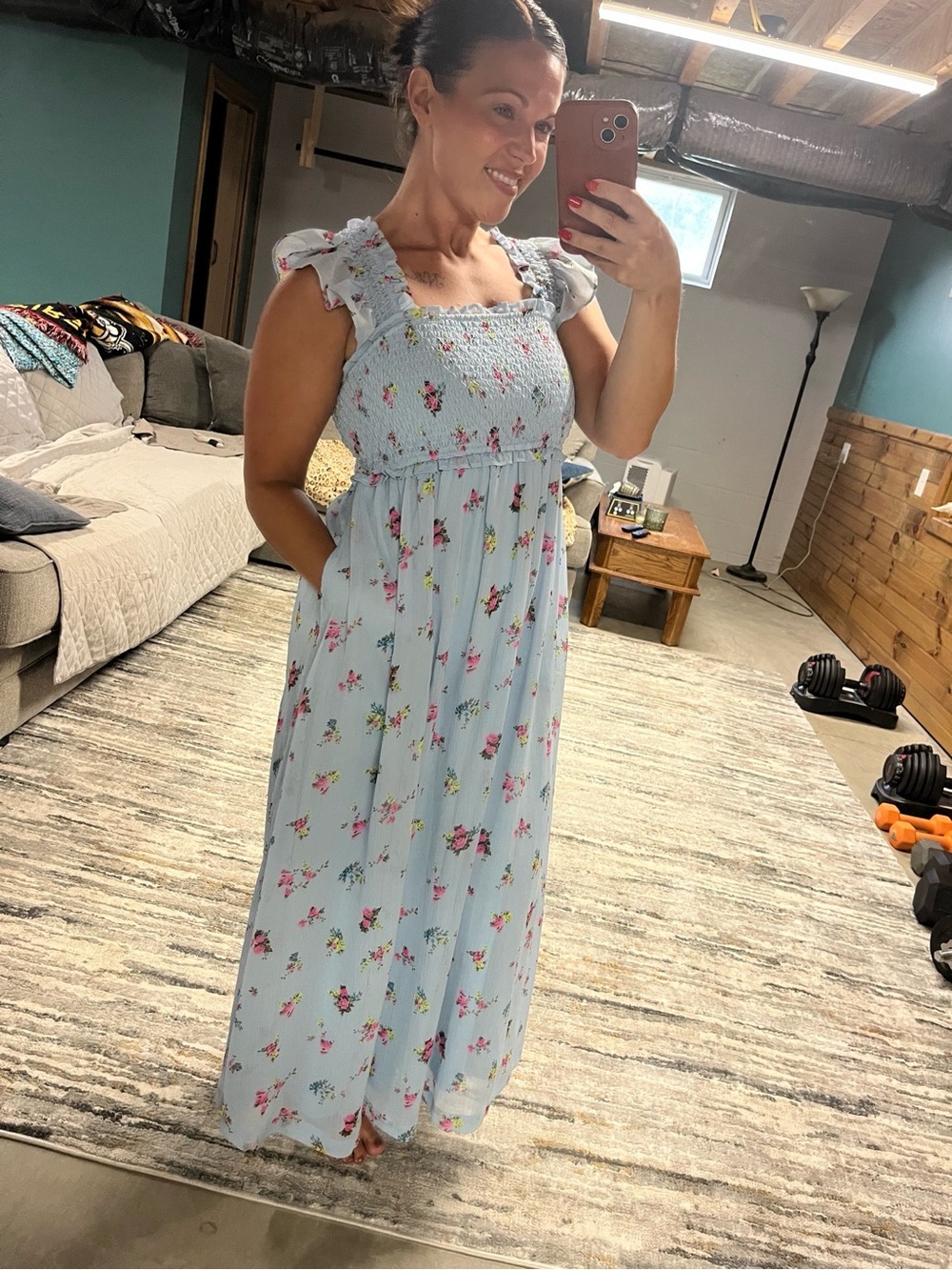Motherhood Light Blue Floral Maxi Dress- READ DESCRIPTION